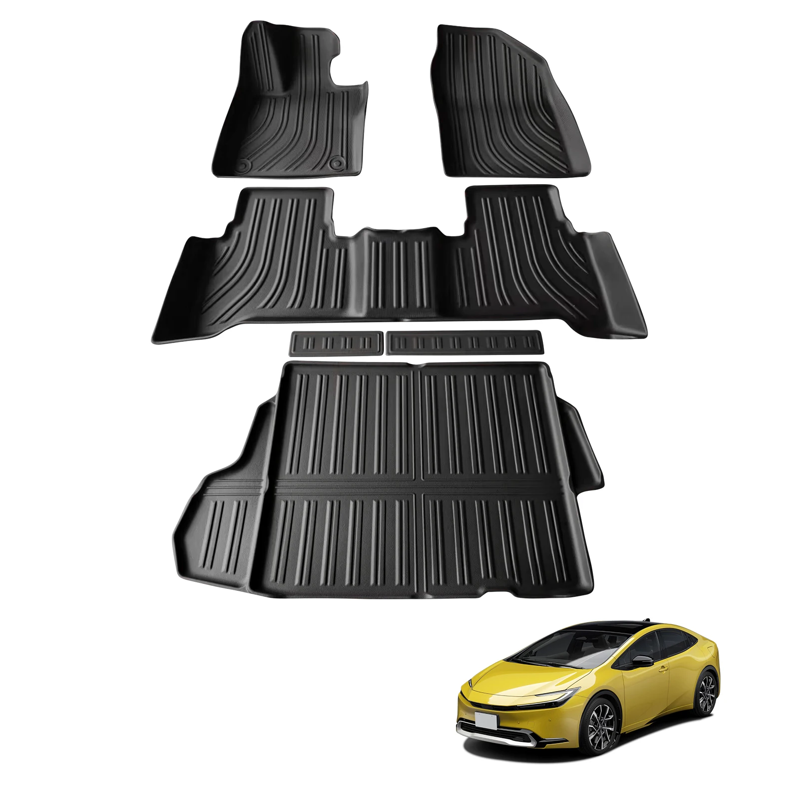 LUCKEASY for Toyota Prius 2023 2024 Car Floor Mats Cargo Liner Trunk Pad TPE 3D Auto Carpet Protect Waterproof Accessories