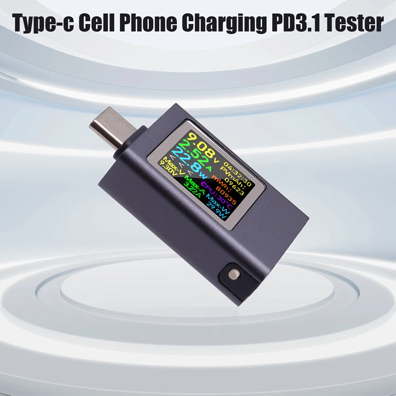 DC4.5-50V 0-12A PD3.1 Multi-Function Digital Display DC Voltage Ammeter Power Meter Type-C Cell Phone Charging Tester