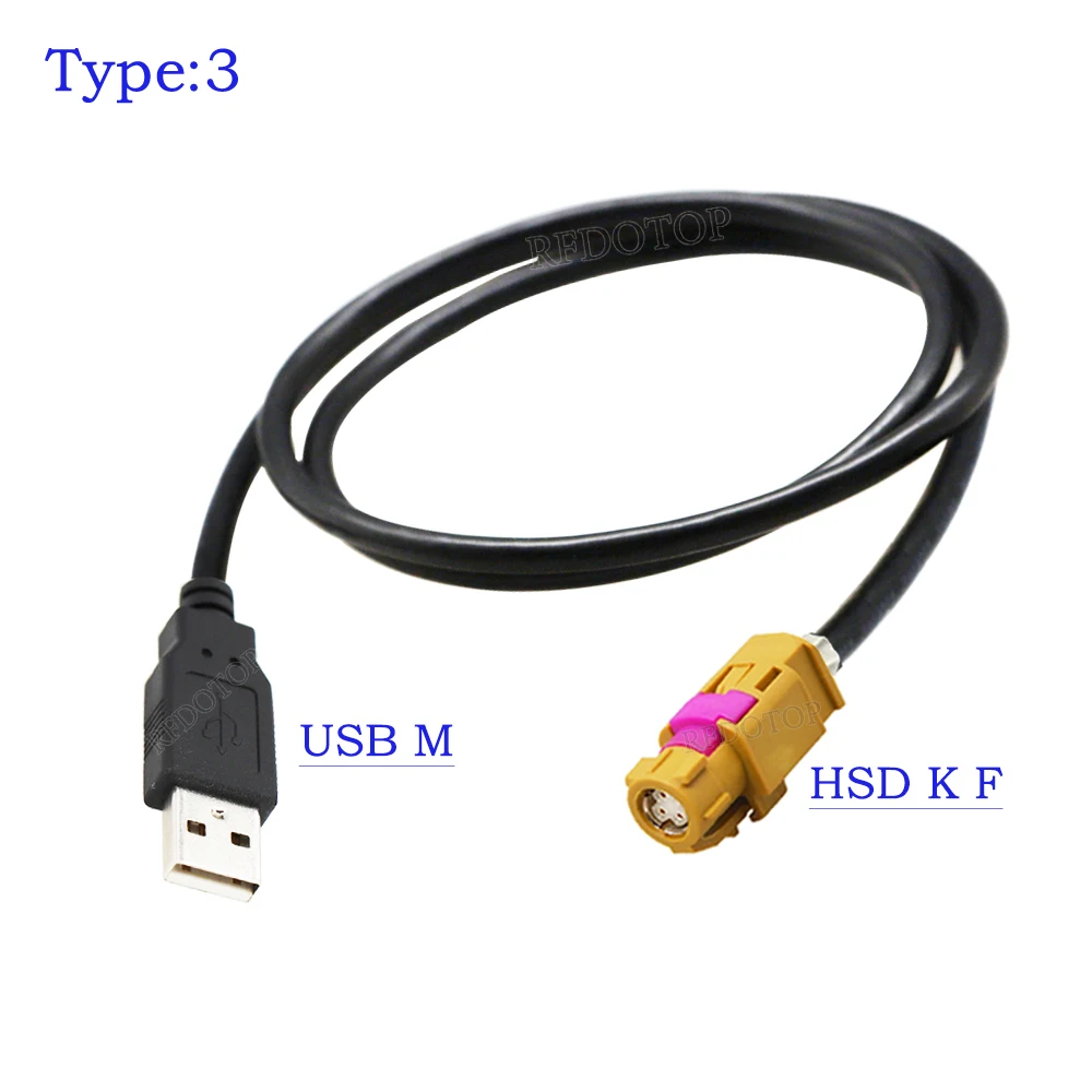 Usb Mannelijk/Vrouwelijk Naar 4pin Hsd Code K Mannelijke Rechte Connector Lvds Kabel Auto Head Unit Besturingsscherm Rcc Nac Kabel Hsd Naar Usb