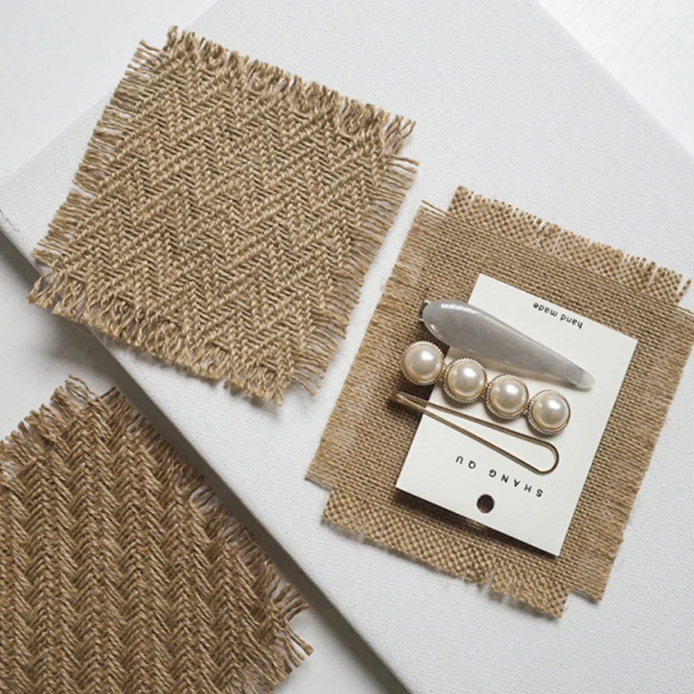 

12pcs Vintage Linen Coasters Square Aromatic Pads Home Decor Table Mat Set For Coffee Cup Protection Dining Decoration