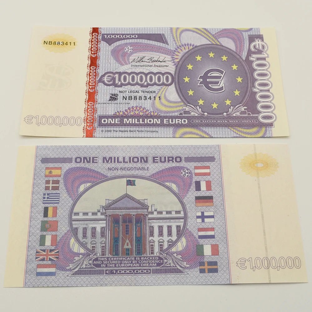 

Copy One Million Euro Banknotes with Fluorescent Anti-counterfeiting Logo Serial Euro Banknotes Custom Wholesale Collection Gift