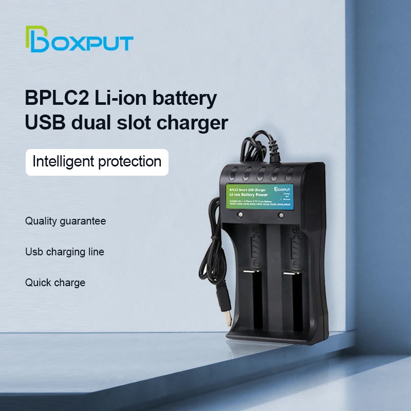 Universal Dual Slot Lithium Battery Charger USB Battery Charger 18650 18500 14500 26650 Li-ion Batteries Full Charged Auto Stop