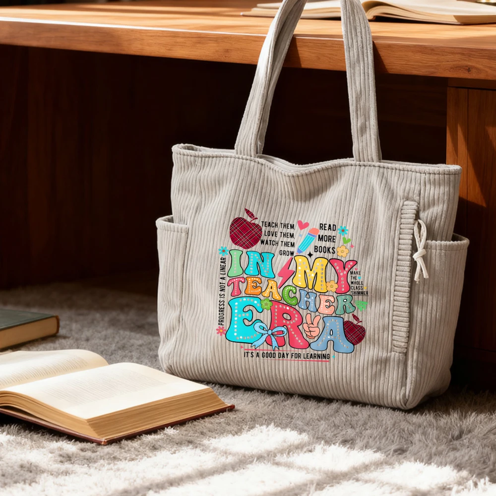 

Вельветовая сумка-тоут, сумка через плечо "В мою эпоху учителя", идеальный подарок для учителей, сумка для школы.