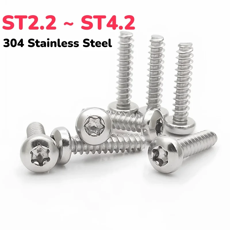 St2.2 ~ St4.2 304 Stainless Steel Round Six Lobe Self Tapping Screw Flat Tail Screws Length 4 ~ 25 Mm