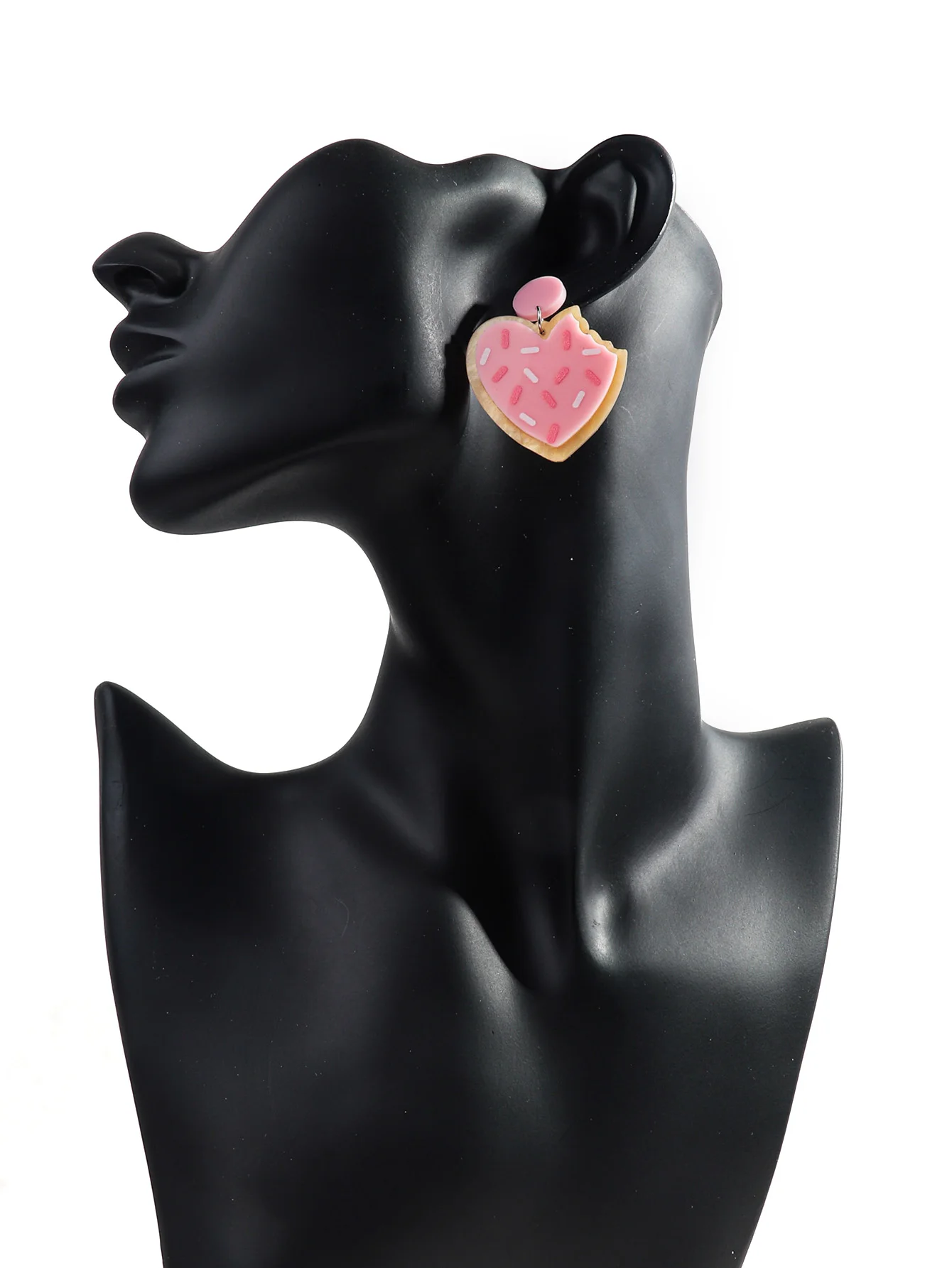 New Glitter Love Heart Acrylic Earrings for Women Cute Pink Love Cookies Dangle Earring Statement Jewelry Valentine\'s Day Gifts