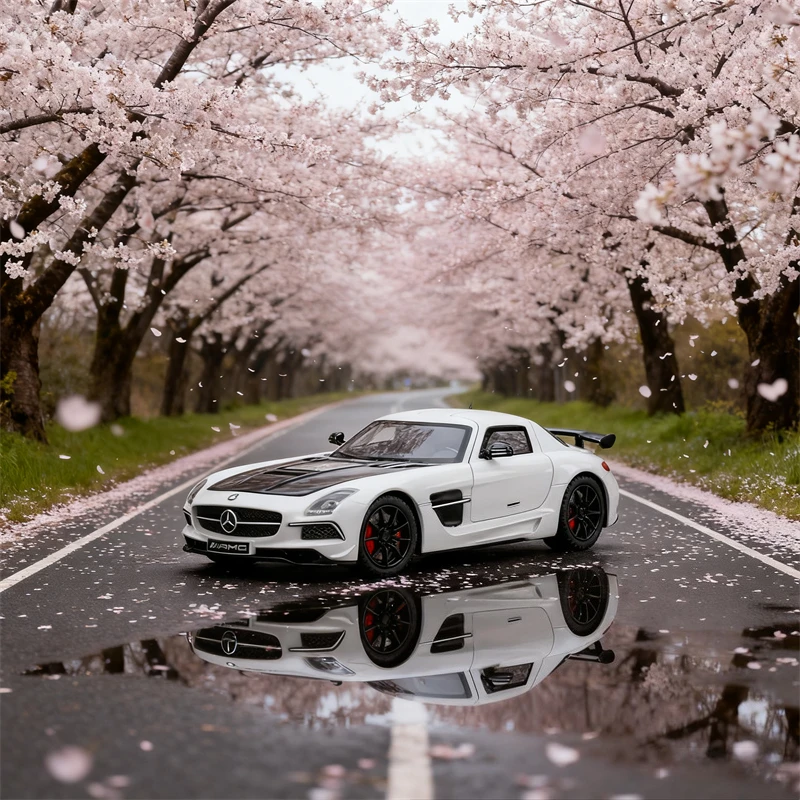 

1:24 SLS AMG спортивный автомобиль из сплава, литая под давлением модель игрушечного автомобиля, звук и свет, детские игрушки, коллекционные предметы, подарок на день рождения