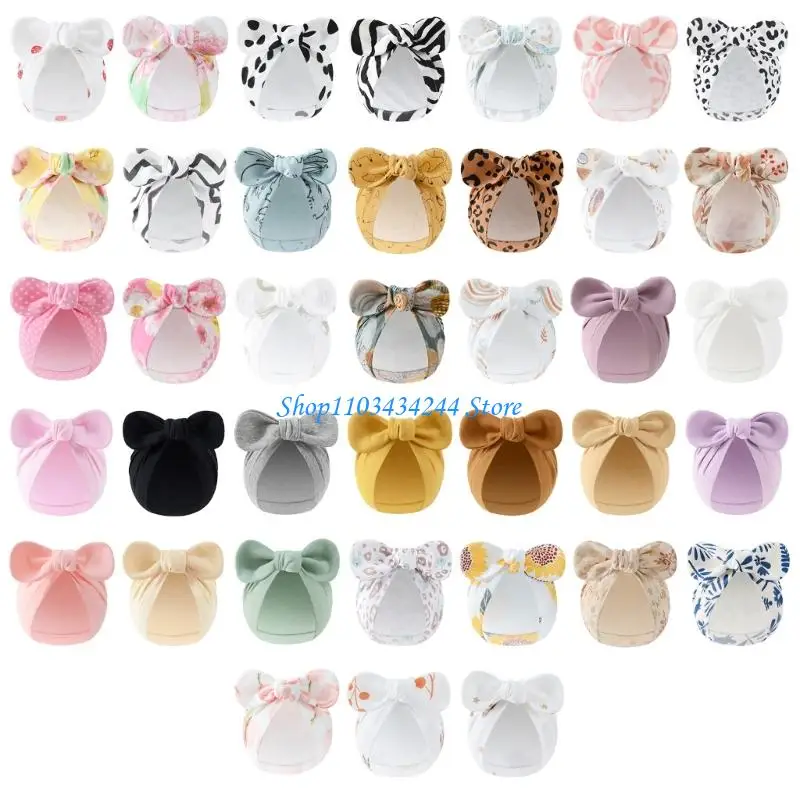 

Soft Cotton Baby Hat Bowknot Headwear Stretchy Newborns Bonnet Caps 0-3 Months
