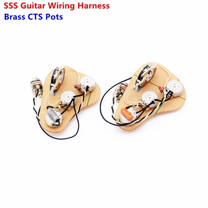 

1 Set SSS Single Pickups Loaded Pre-wired Electric Guitar Wiring Harness Prewired Kit (3x 250K Brass Pots + 5-Way Switch )