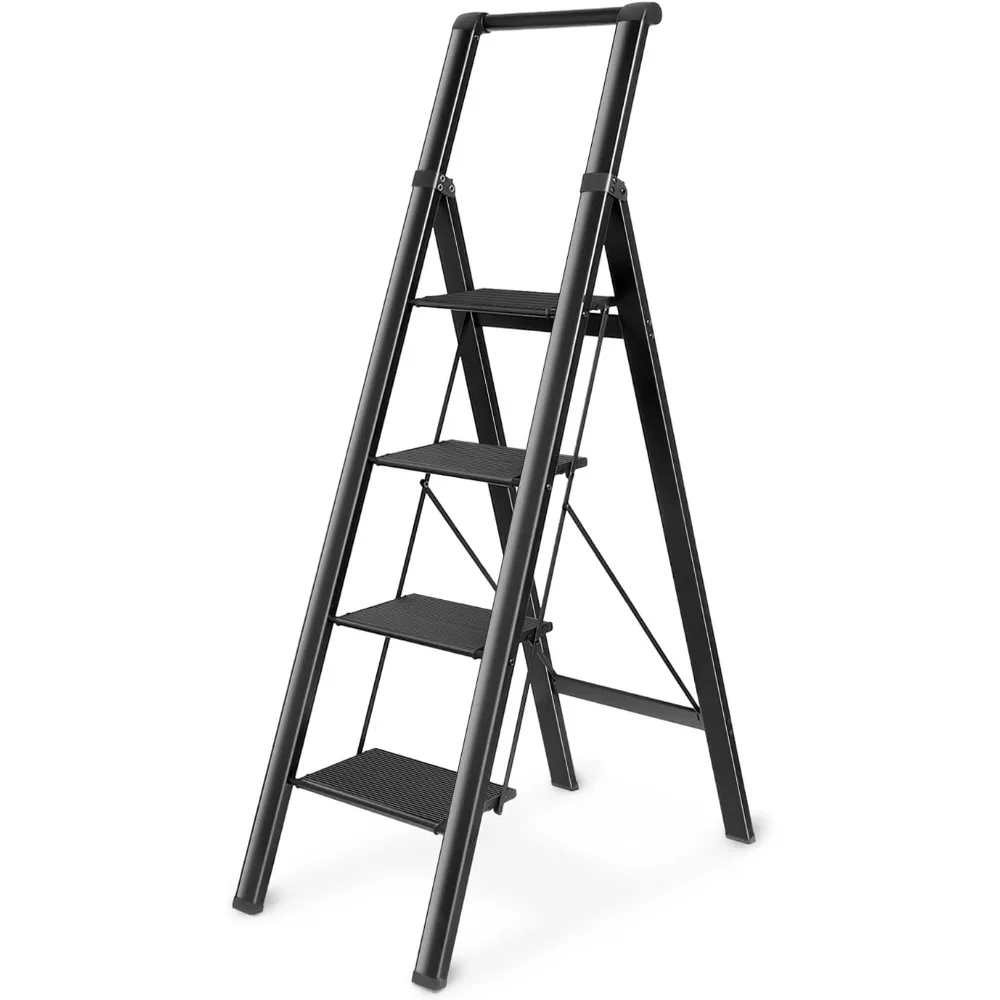 

4 Step Ladder, Lightweight Portable Folding Step Stool with Anti-Slip Sturdy and Wide Pedal, 330lb Capacity，Perfect Multi-Use