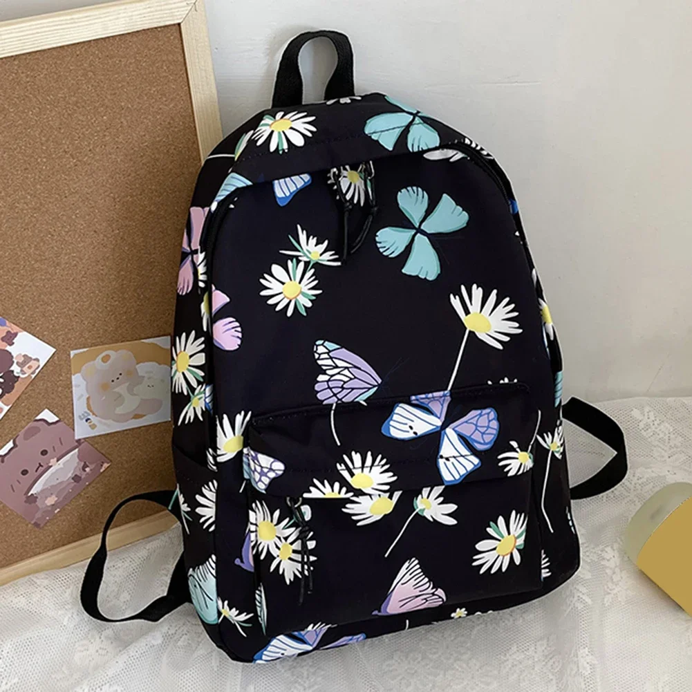 Nylon School Backpack Butterfly Teens School Bag for Girls Backpack Women Bookbags Student Schoolbag Large Black Cute Bagpack