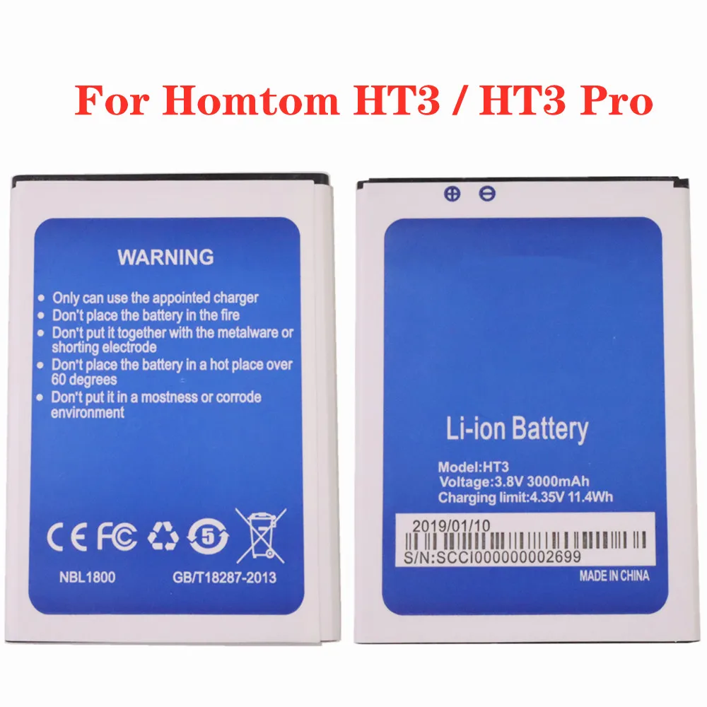 

New 3000mAh High Quality Original Homtom Battery For Homtom HT3 / HT3 Pro Mobile Phone Replacement Batteries Bateria