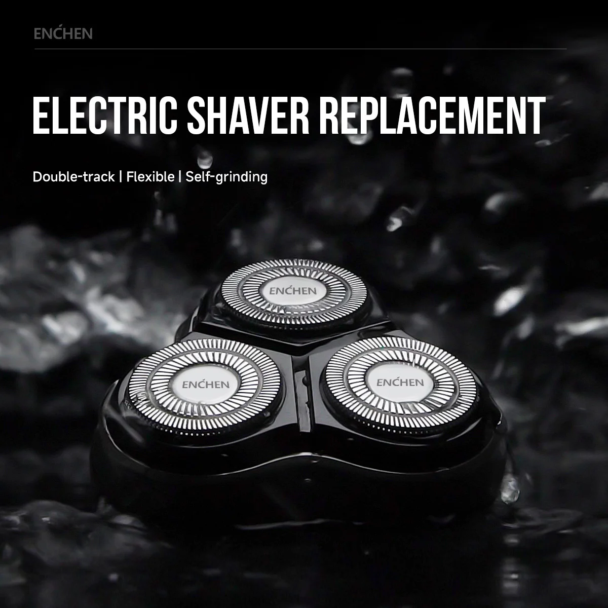 ENCHEN Blackstone-C Replacement  Shaver Head BR-2 Black 1PC 3D Float Tripe Blade Electric Razor Cutter Head 100% Original