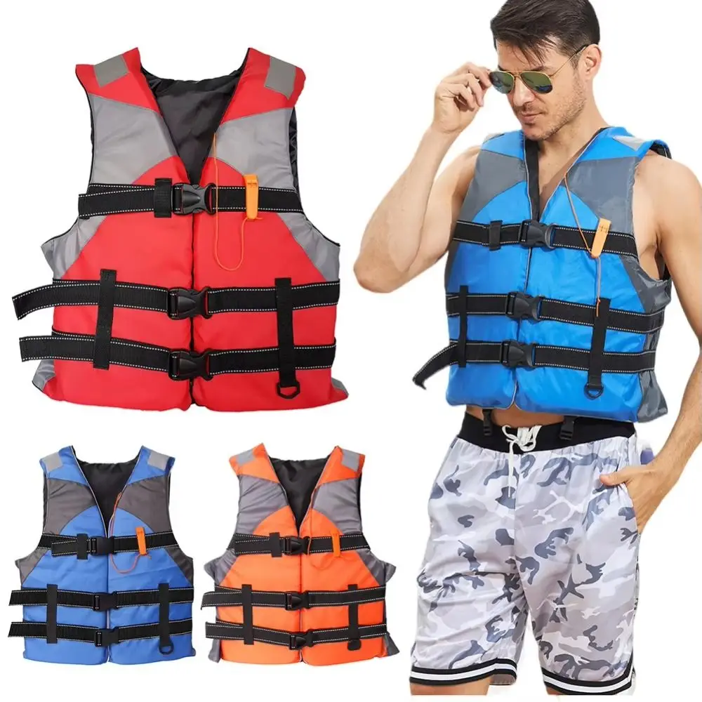 

Safety Straps Adults Life Jacket Easily Adjustable Waterproof Water Sport Vest Portable with Survival Whistle Aid Safety Jacket