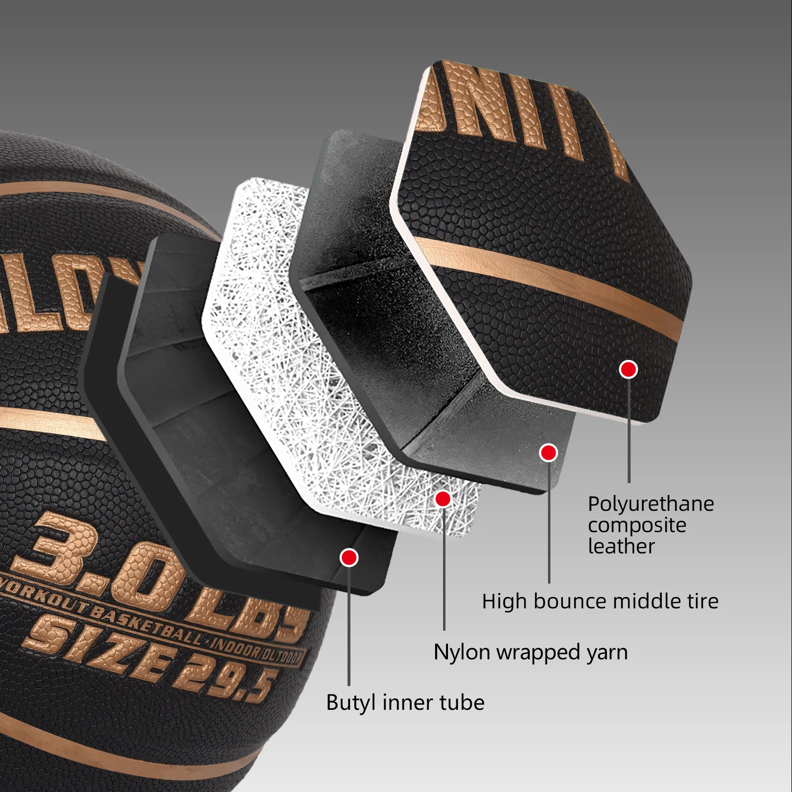 Fotografia 5: Bola de Basquete Pesada para Treinamento 6/7, 28.5''/29.5'' Masculina e Feminina, Couro Composto para Uso Interno e Externo, Ideal para Drible, Passes e Rebotes