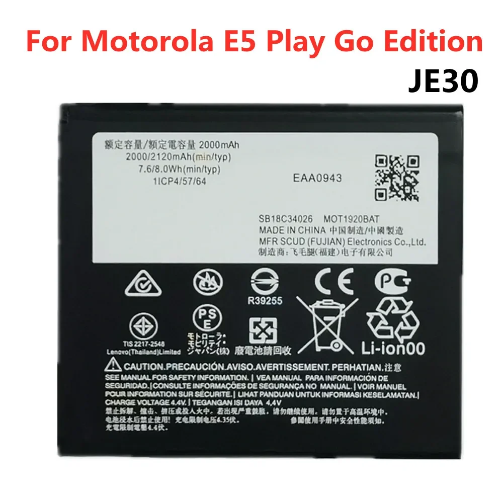 

JE30 EAA0943 Battery For Moto Motorola E5 Play Go Edition 2120mAh Mobile Phone Replacement Battery Batteria Fast Deliver