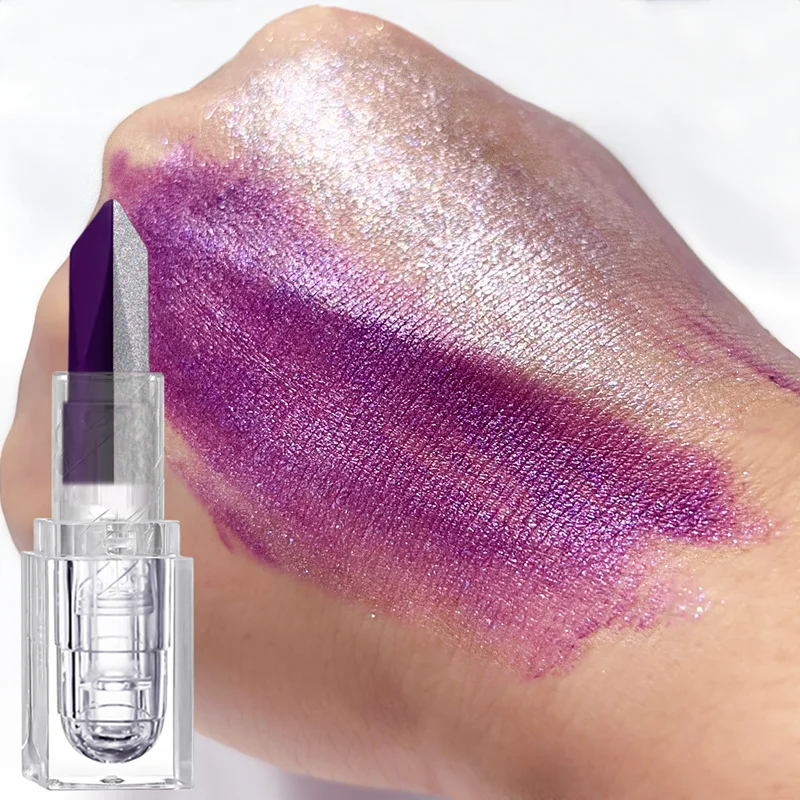 Batom roxo de dois tons pérola duradouro batom à prova d'água romântico presente de feriado batom diamante fosco glitter matiz labial bálsamo