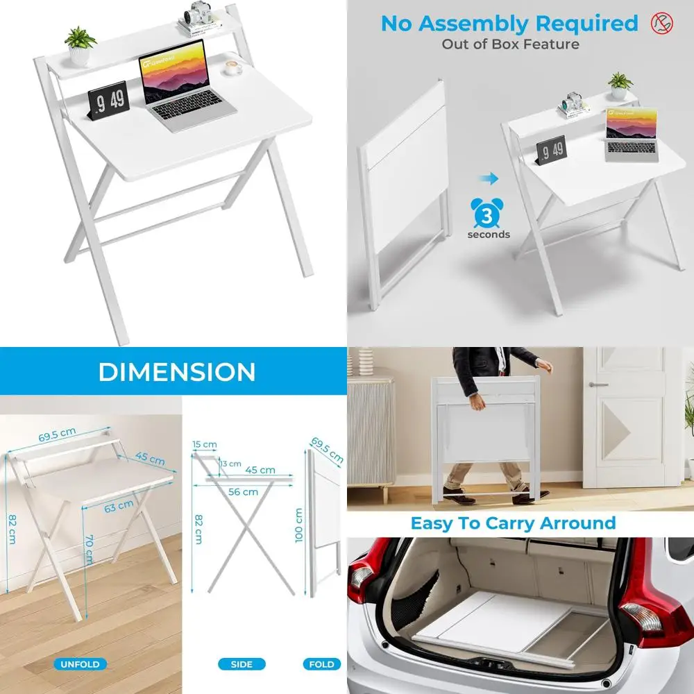 مكتب قابل للطي مكون من طبقتين، رف مكتب كمبيوتر مدمج لتوفير المساحة، طاولة قابلة للطي للاستخدام في المنزل والمكتب #1