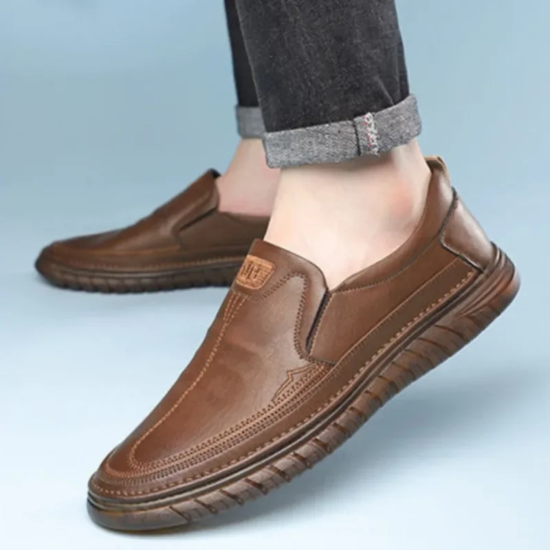 

Classic Mens Loafers Fashion Handmade Cowhide Leather Casual Shoe Comfort Slip on Driving Shoes for Men Non-slip Flats Moccasins