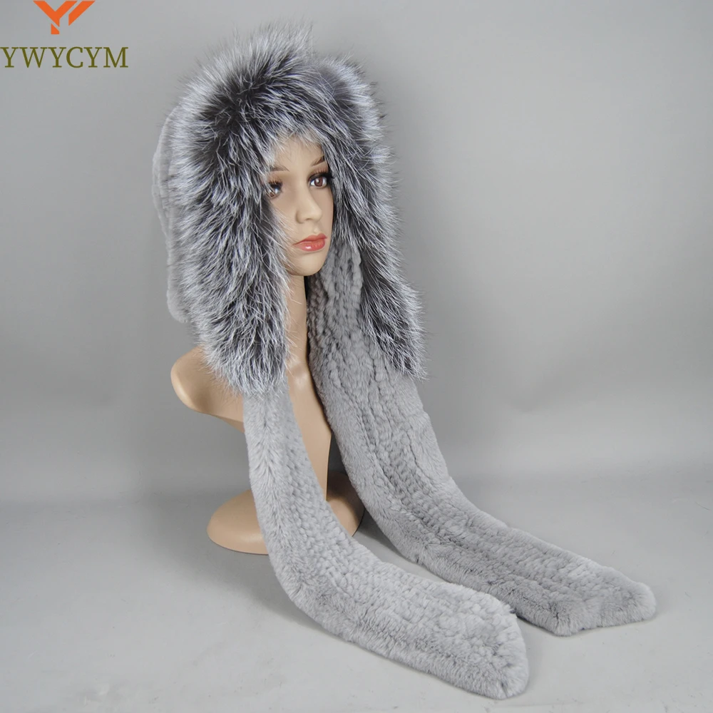 

Women Knitted Real Rex Rabbit Fur Hat Hooded Scarf Winter Hats for Woman Fall Cap Warm Natural Fur Hat with Neck Scarves Bonnets