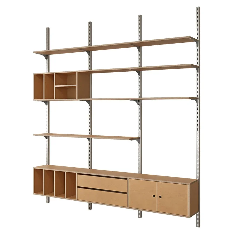 Solid wood ocean panel wall-mounted baffle rack multi-layer system storage locker