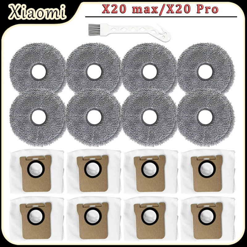 Kit de peças de reposição para acessórios de aspirador robô Xiaomi X20 max/X20 Pro, pano de limpeza, sacos de pó, peças de reposição