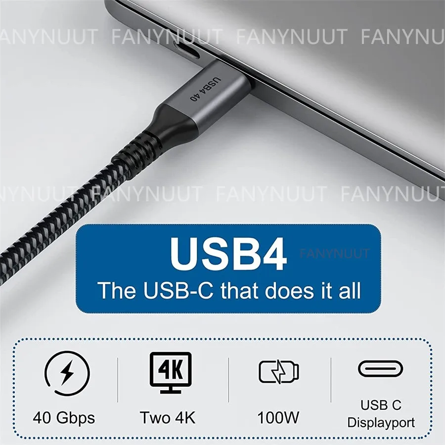 USB 4 Thunderbolt 3 40Gbps 10Gbps Cable Compatible Thunderbolt 4 Cable 5K@60Hz Data Transfer 100W Fast Charging for M1 Macbook