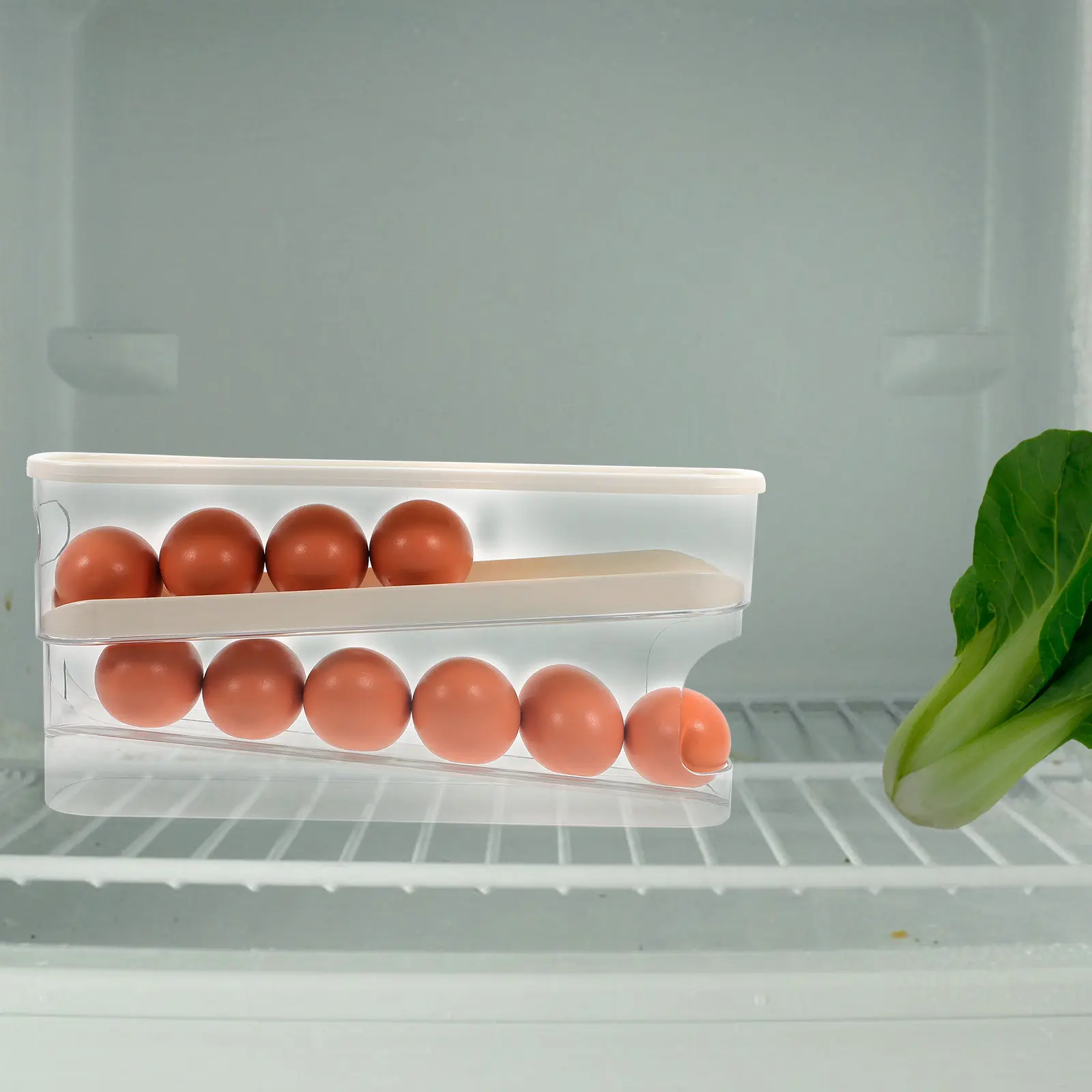 Auto Rolling Down Egg Stand Inclined Egg Holder Refrigerator Dispenser Durable Plastic Organizer Freshness Long Time Use