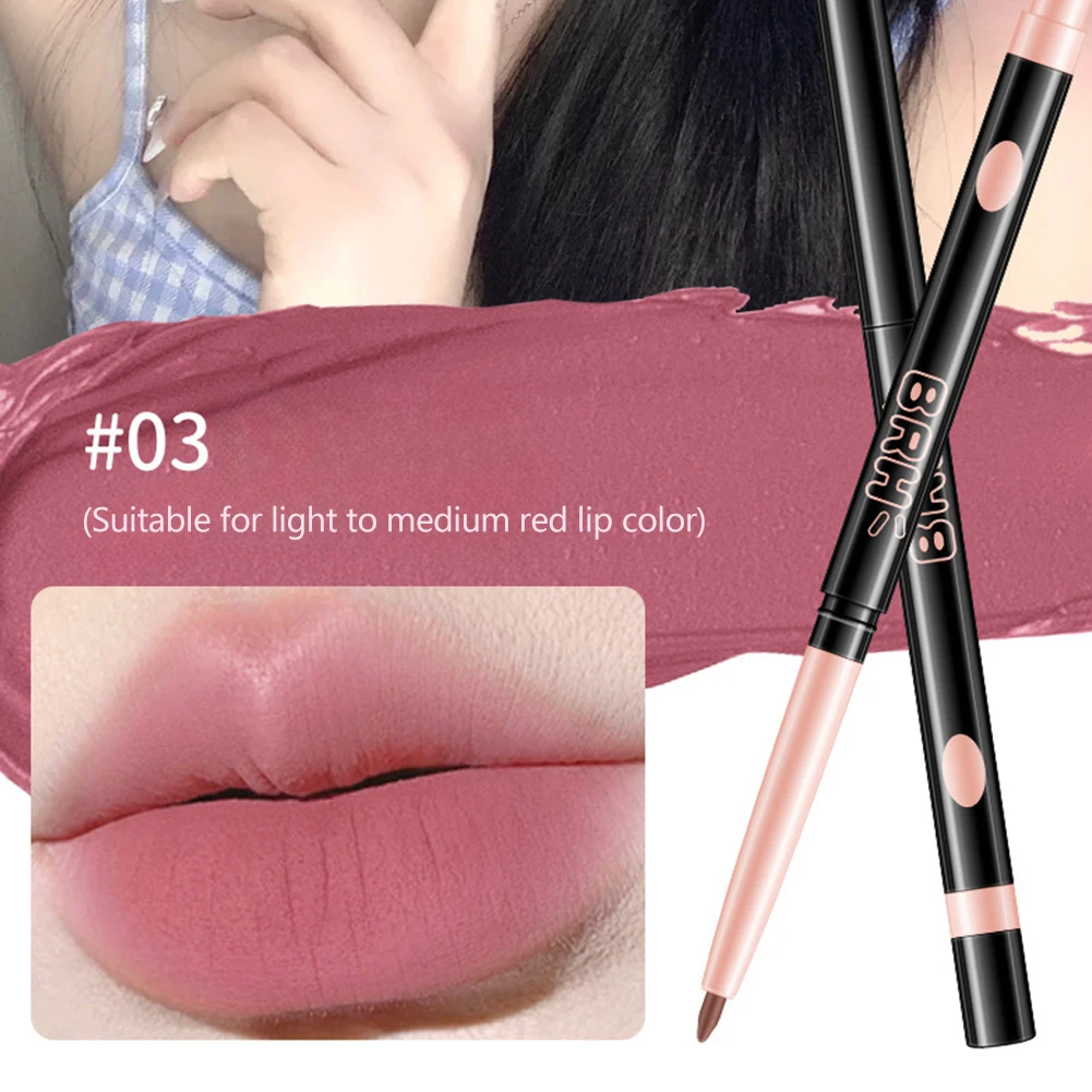 2‑in‑1 Lip Liner with Blending Sponge Tip, Creamy Matte Lip Definer, Smudge‑Proof Nude Lip Contour Cosmetic