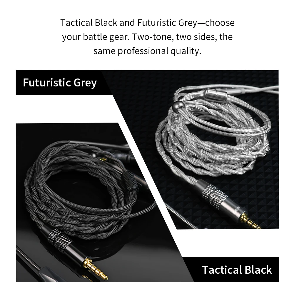 CVJ HATO 2 2M Extra Long Gaming Headset Cable with Microphone, 3.5mm/Type-C Plug, 0.78mm Plug Compatible with Most Headsets