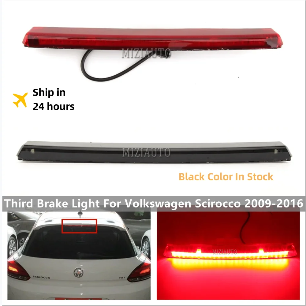 Black LED Third Brake Light For Volkswagen Scirocco 2009-2016 Rear Additional High Brake Light Driving Car Accessories