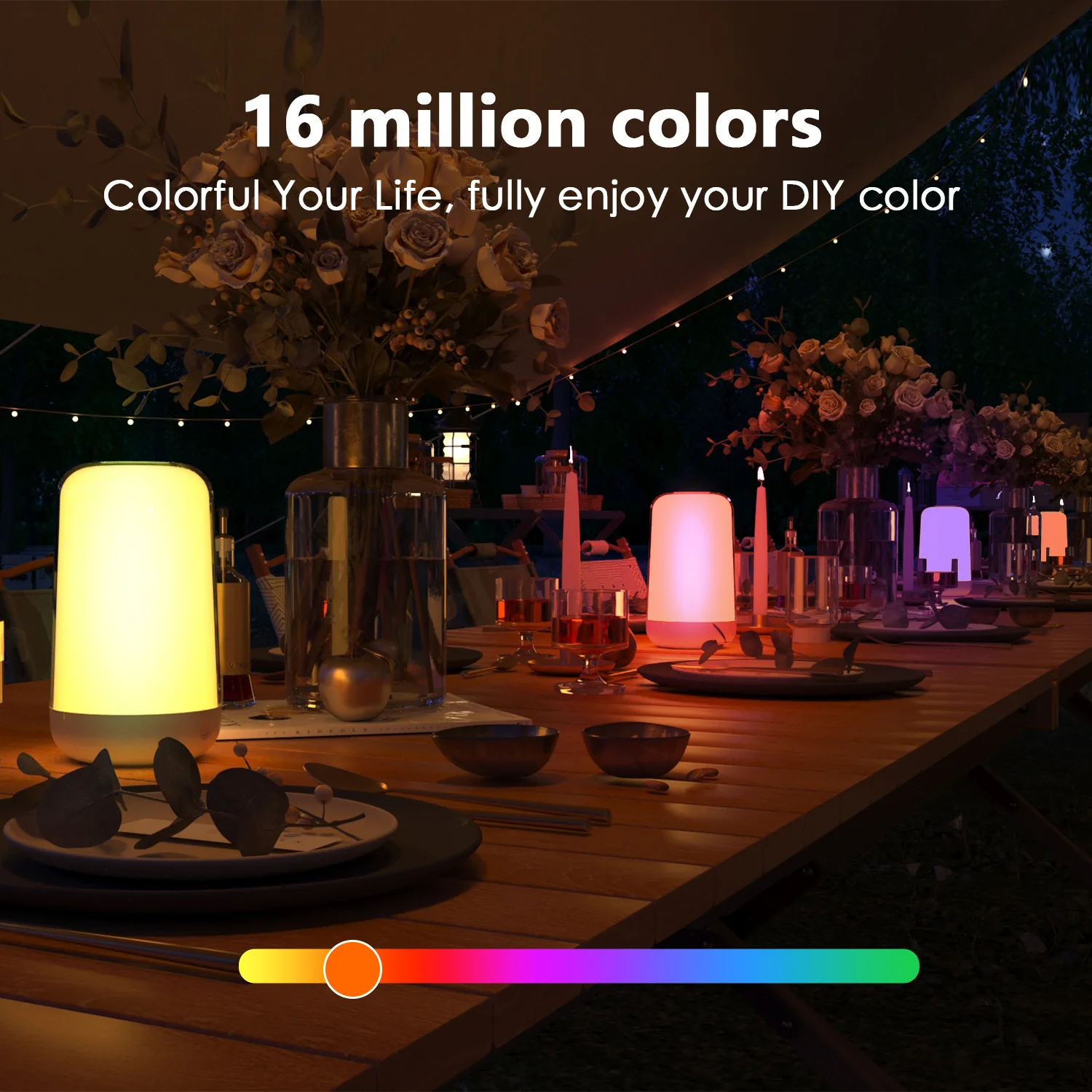 Smart Bluetooth Dimming Table Lamp 16 Million Colors 3600mA Rechargeable Touch Ambience Bedside Music Control LED Night Light