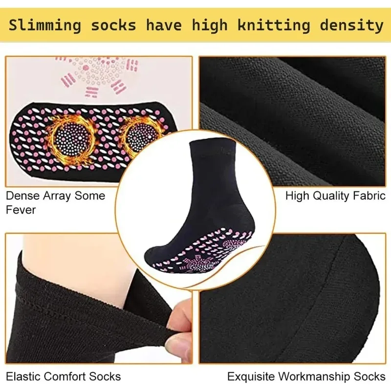 Winter Thermal Tourmaline Energy Socks Self Heating Massage Mid Calf Socks for Men and Women Breathable Anti Slip Warm
