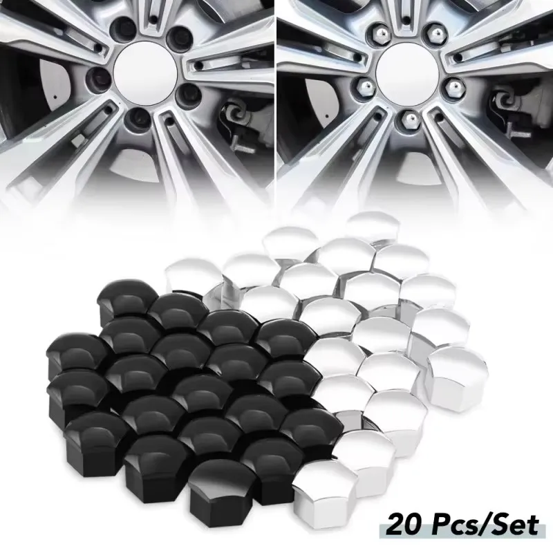 20/40/60/80Pcs Car Wheel Lug Nut Covers Bolt Caps 17/19/21mm Anti-Rust Dust Hexagon Auto Tyre Hub Screw Exterior Protection Caps