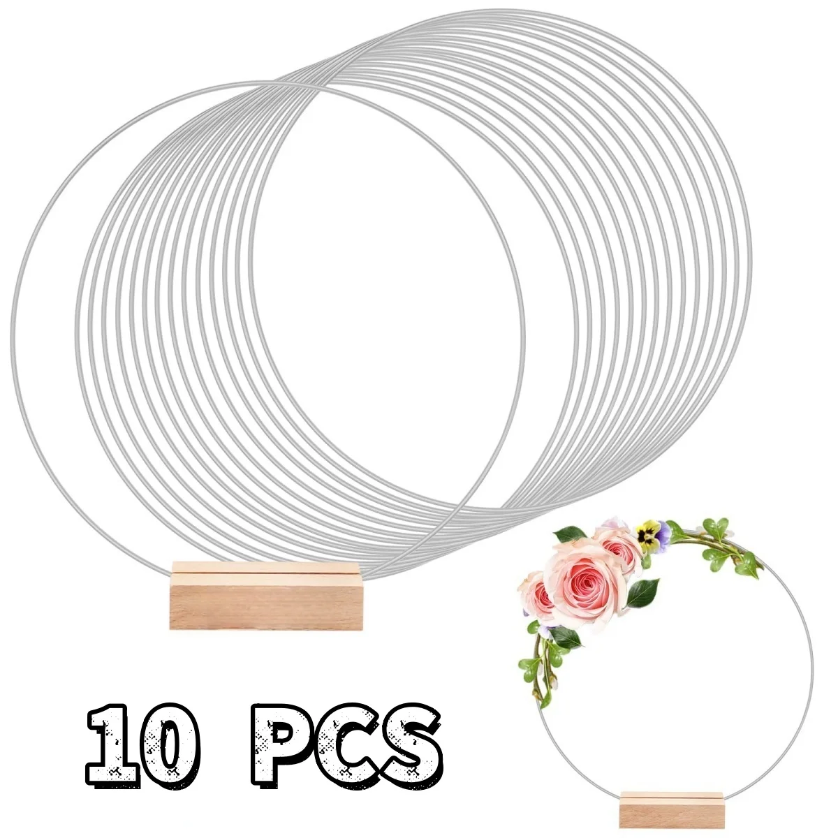 10PCS Metal Floral Hoop Centerpiece Table Decorations Wreath Ring Place Card Holders Silver Craft Ring DIY Wedding Dream Catcher