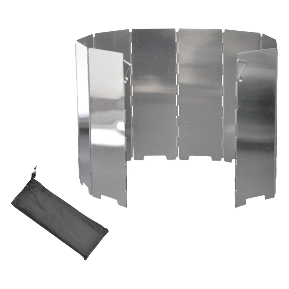 

10 Plates Foldable Outdoor Stove Wind Shield Gas Stove Wind Shield Aluminum Alloy Camping Picnic Cooking Burner Windproof Screen