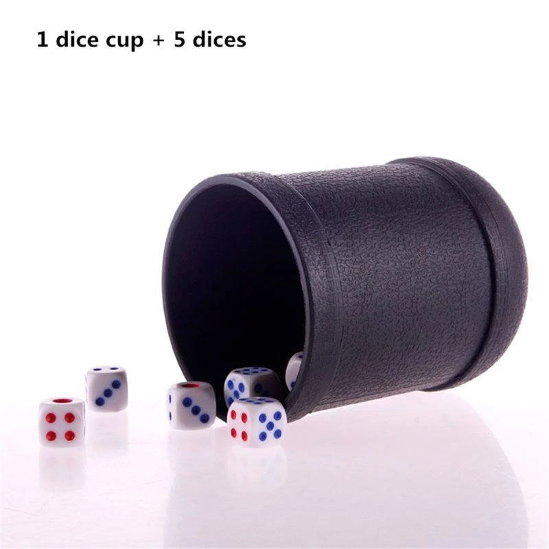 

Cup Board Game KTV Pub Casino Party Game Box with 5 Dices Black