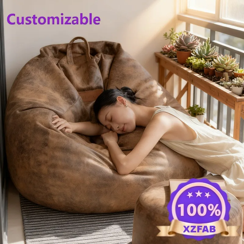 Factory Direct 2026 Suede Lazy Sofa Recumbable Sleeping Tatami Small Apartment Bedroom Balcony Cross-border Single Lazy Bean Bag