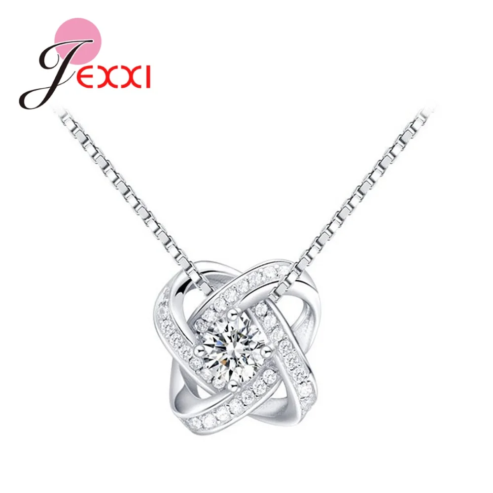 New Classic Women Inlay Clear CZ Eternal Heart Necklace Jewelry 925 Sterling Silver Cross For Women Cubic Necklace Mother's Day