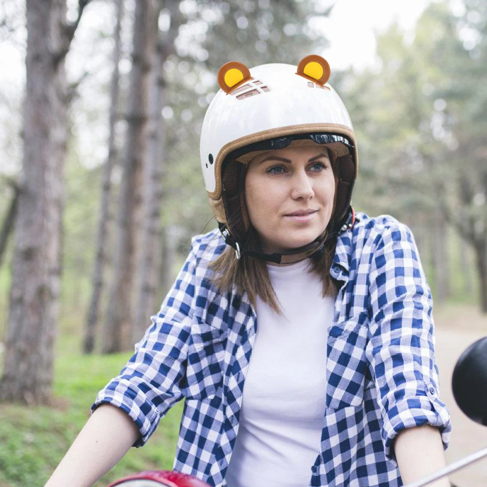 

Bear Ears Stickers Cute Accessories Motorcycle Decorations Durable Plastic Easy Install Remove Bike Horns Ski