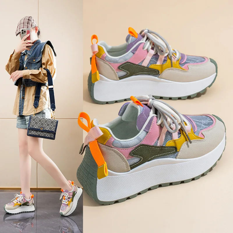 

Disney Ins Korean Style New Dad Shoes for Women 2025 Summer: Student Running Sneakers, Breathable Mesh Hollow-Out Casual Shoes