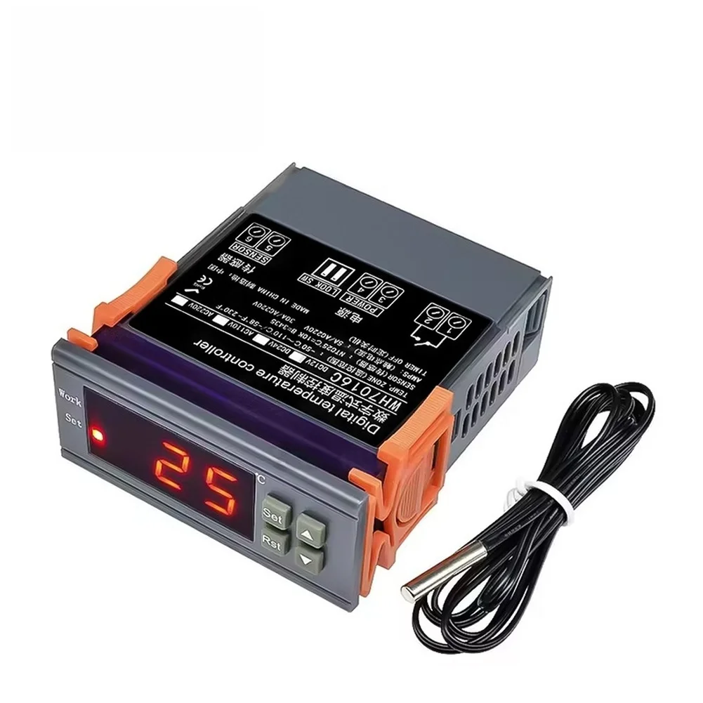 

Цифровой контроллер температуры WH7016C, 12 В, 220 В, для инкубатора, датчик температуры для аквакультуры, простая установка, 1 шт.