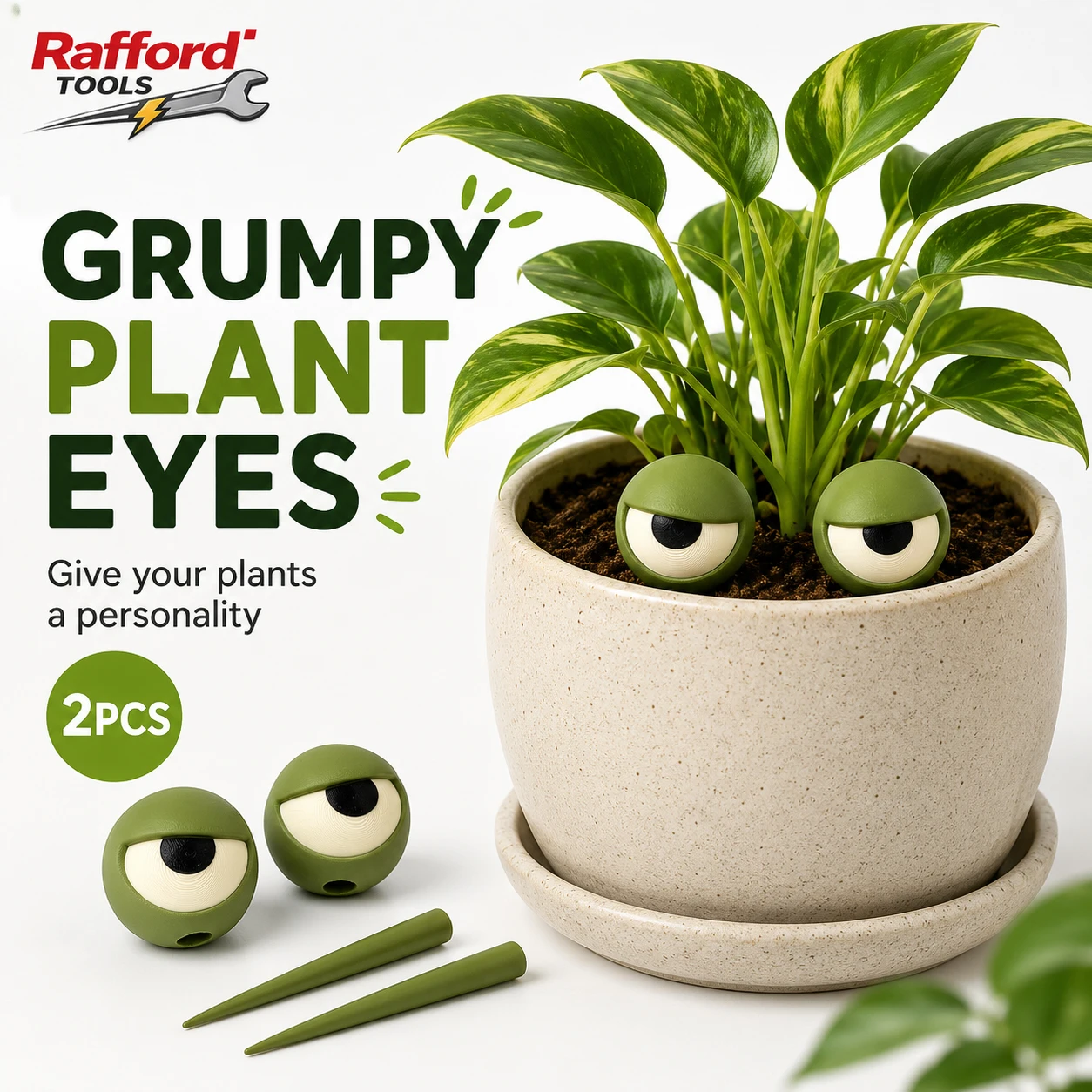 Rafford Grumpy Plant Eyes Lustige Pflanzendekoration Gartenstecker Niedliche Wütende Augen für Topfpflanzen Innen-Blumentopf-Dekoration Geschenk