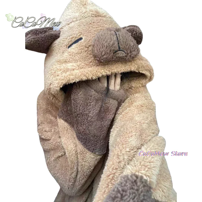 Adult Capybara Cosplay Costume Robes Kigurumi Onesie Anime Nightgown Halloween Cartoon Pajamas