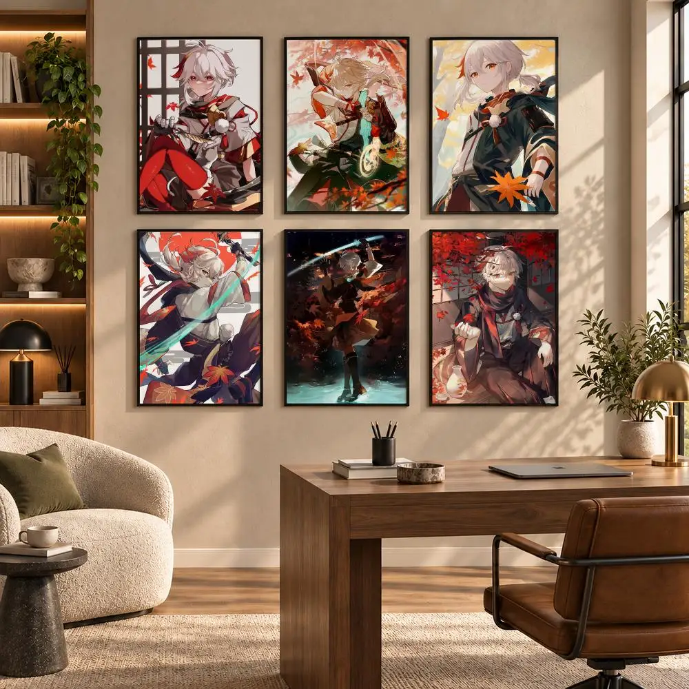 Game G-Genshin Impact Kaedehara Kazuha Poster Self-adhesive Art Waterproof Paper Sticker Coffee House Bar Room Wall Decor