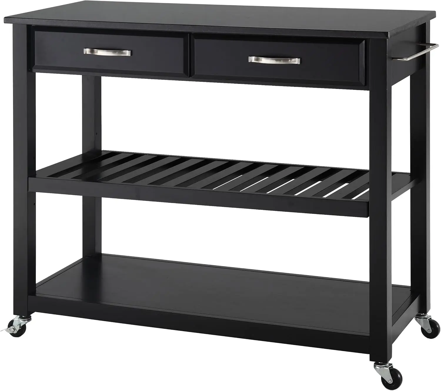 

Crosley Furniture Portable Kitchen Cart with Solid Black Granite Top - Black