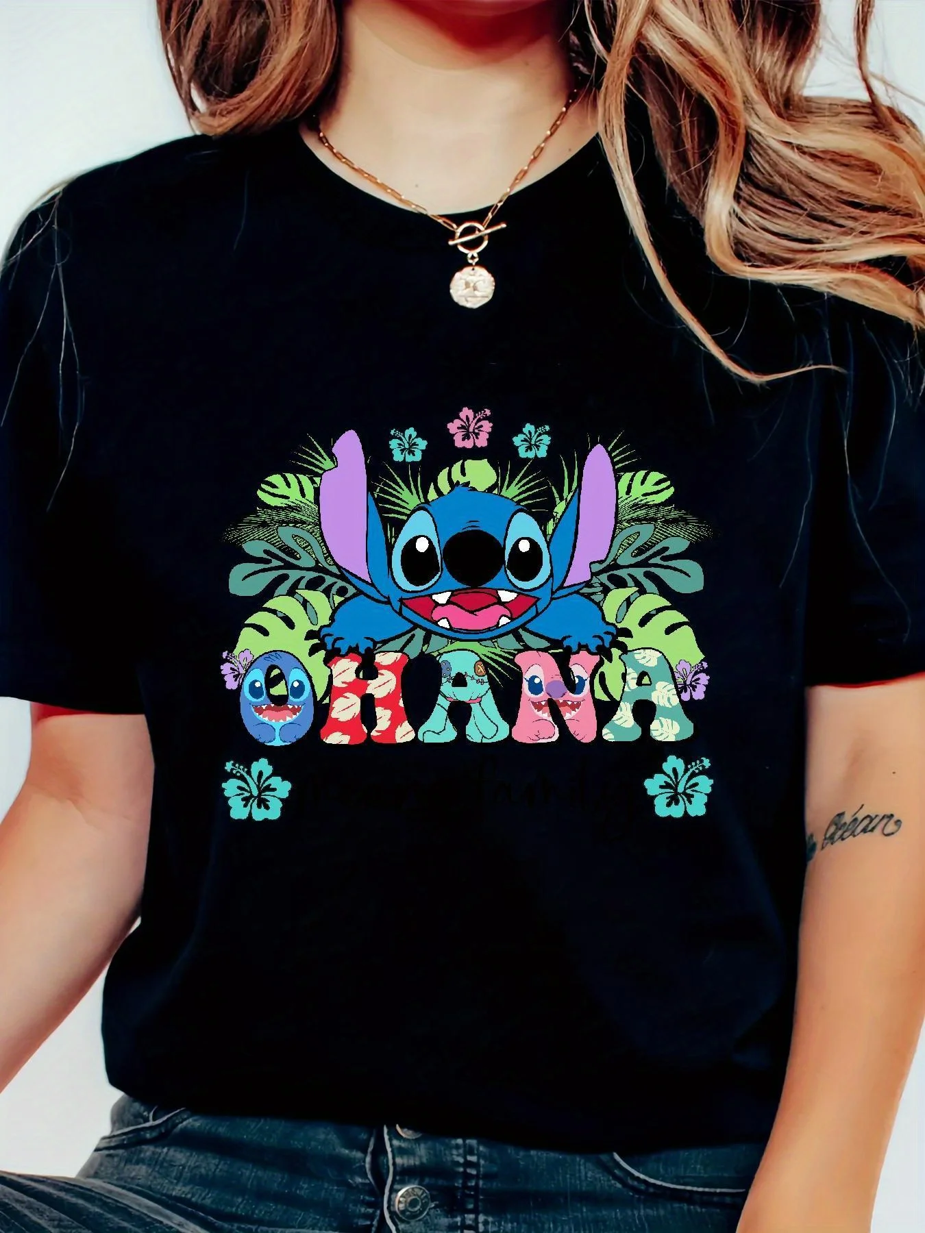 ディズニー ステッチ Tシャツ コットン メンズ レディース ストリートウェア カジュアル トレンディ オーバーサイズ ルーズ 半袖 ユニセックス イベント衣装