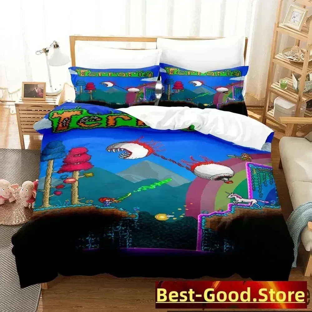 3D Print Terraria Bedding Set Duvet Cover Sheet Printed Bed Set Pillowcase Bed Full Queen King Size Comforter Bedroom