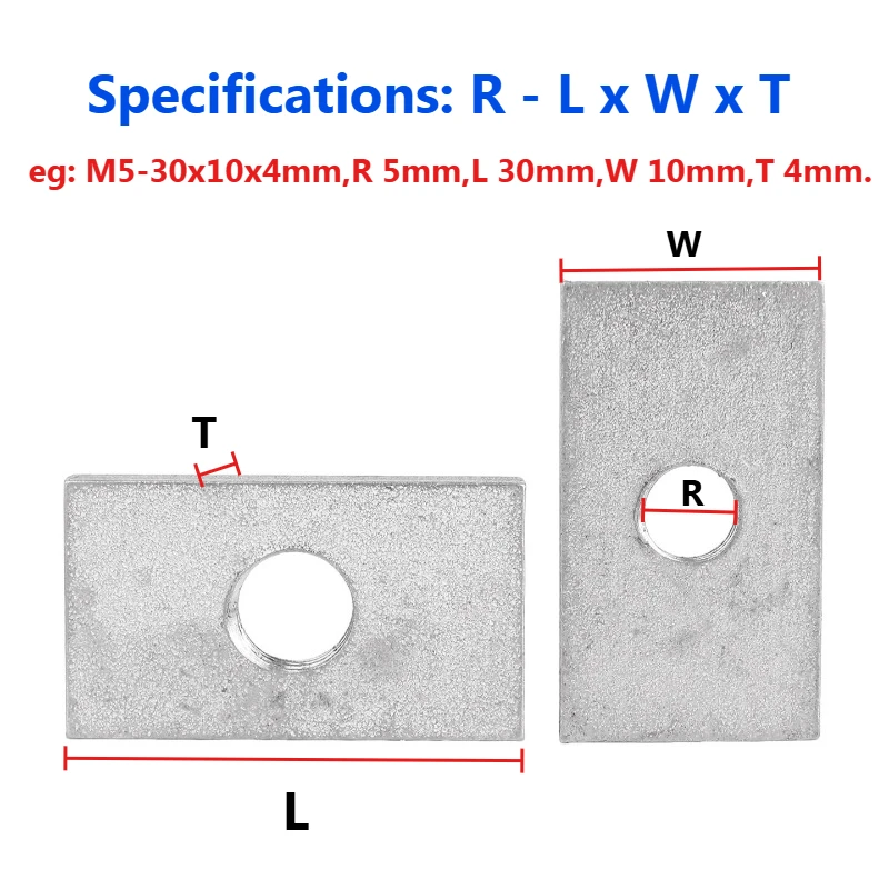 2/5/10pcs Square Nut M3 M4 M5 M6 M8 M10M12 304 Stainless Steel Thin Rectangular Nuts Slider Block for Aluminum Profile Accessory