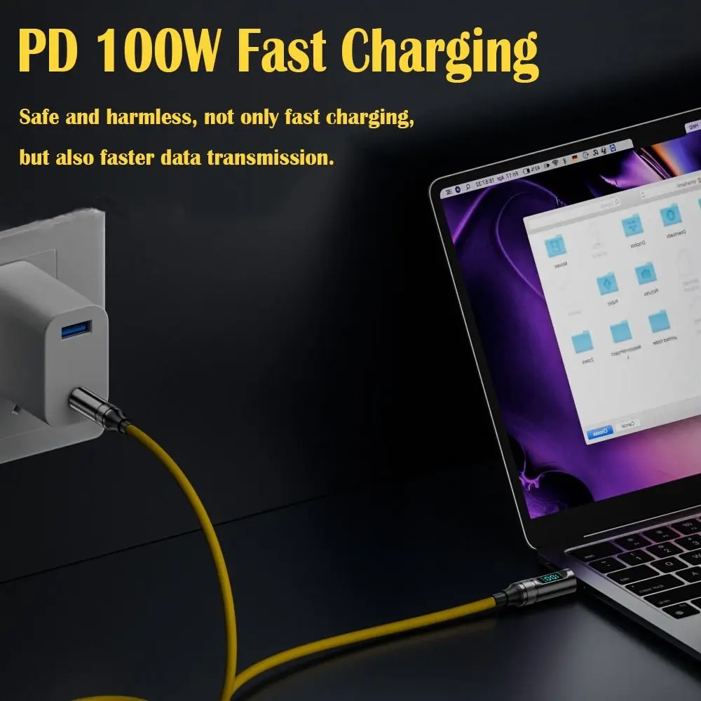 PD 100W USB 3.2 Type-C Cable 8K@60Hz Spring USB-C Fast Charging Line Emark Chip Full-function OTG Wire for Laptop Mobile Phone