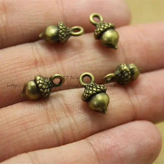 60pcs Antique color Metal Alloy 7*13mm Lovely Christmas Pineal Vintage Pendant Charms Jewelry Components Findings